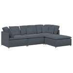 vidaXL Canapé modulaire et repose-pieds et coussins velours gris foncé