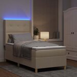 vidaXL Lit à ressorts avec bandes LED Crème 90 x 190 cm tissu