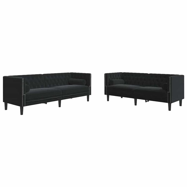 vidaXL Canapé de salon 2 Pièces Noir 194 x 74 5 x 70 5 cm Velours