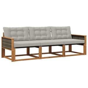 vidaXL Ensemble de canapés d'extérieur 3 pc Naturel et gris clair
