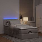 vidaXL Lit ottoman avec matelas et LED taupe 90x200 cm tissu