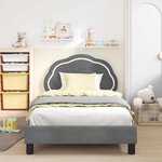vidaXL Cadre de lit pour enfants avec tête de lit Gris foncé