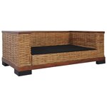 vidaXL Canapé à 2 places avec coussins Marron Rotin naturel