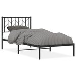 vidaXL Cadre de lit métal avec tête de lit noir 90x190 cm