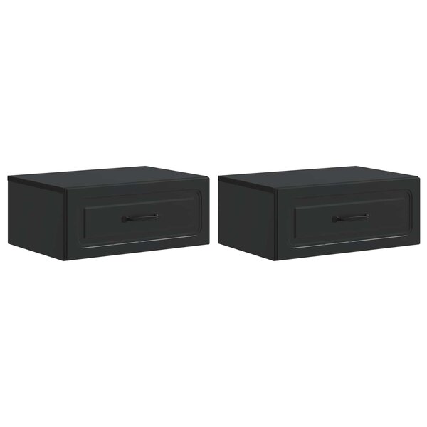 vidaXL Cabinet de chevet mural 2 pièces Noir 49 x 34 5 x 20 cm