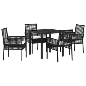vidaXL Ensemble de salle à manger pour jardin 5 Pièces Noir Poly rotin