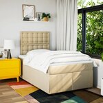 vidaXL Sommier à lattes de lit avec matelas Crème 120x200 cm Tissu