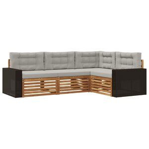 vidaXL Ensemble de canapés d'extérieur 4 pc Naturel et gris clair