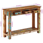 vidaXL Table console 110x30x76 cm Bois massif de récupération