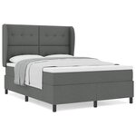 vidaXL Lit à ressorts avec matelas Gris foncé 160 x 200 cm tissu