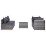 vidaXL Salon de jardin 9 Pièces avec coussins Résine tressée Gris