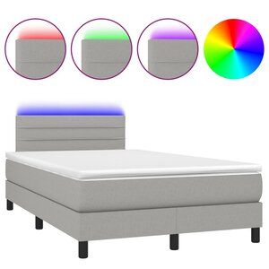 vidaXL Sommier à lattes de lit matelas LED gris clair 120x190 cm tissu