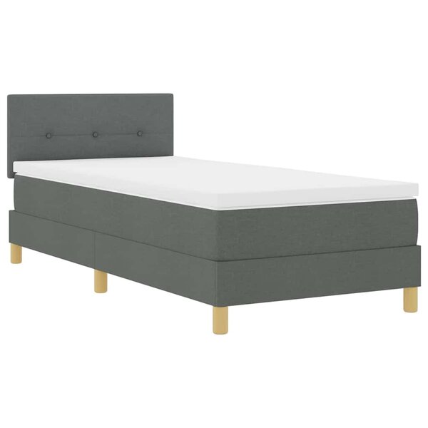 vidaXL Lit à ressort LED avec matelas Gris foncé 90 x 200 cm tissu