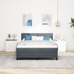 Lit Box Spring vidaXL avec Matelas et LED Gris Foncé 140x200 cm Velours