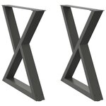 vidaXL Pieds de table à manger 2 pièces Anthracite 70 x (72-73 3) cm Acier