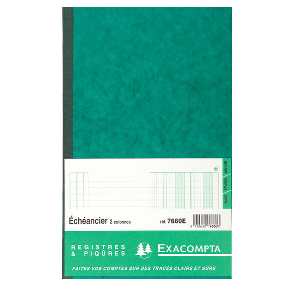 Piqûre 32x19,5cm echeancier 80 pages EXACOMPTA