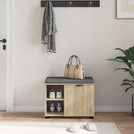 vidaXL Banc d'entrée avec coussin Uni Chêne Sonoma 60 x 38 x 46 cm