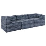 vidaXL Coussin 3 Pièces Bleu 70 x 70 x 54 cm Polyester