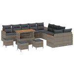vidaXL Ensemble de canapé de jardin 14 Pièces Gris Poly rotin