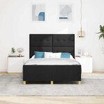 vidaXL Cadre de lit avec tête de lit Noir 140 x 190 cm tissu