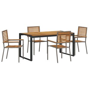 vidaXL Ensemble de salle à manger pour jardin 5 Pièces Gris et marron