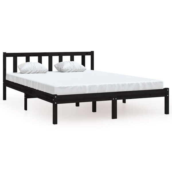 vidaXL Cadre de lit sans matelas noir bois massif