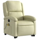 vidaXL Fauteuil inclinable de massage électrique crème cuir véritable