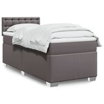 vidaXL Sommier à lattes de lit avec matelas Gris 100x200 cm Similicuir