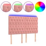 vidaXL Tête de lit à LED Rose 144x7x118/128 cm Velours