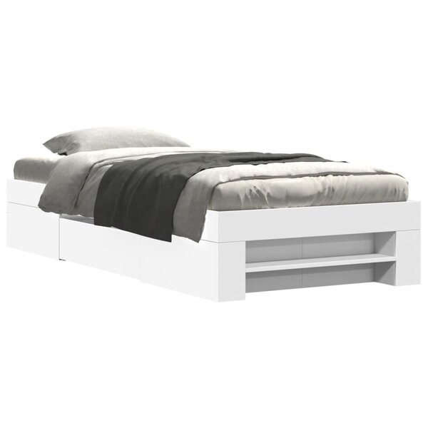 vidaXL Cadre de lit sans matelas blanc 90x200 cm bois d'ingénierie