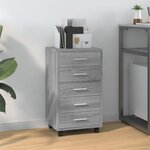 vidaXL Armoire à tiroirs avec roulettes Sonoma gris Bois d'ingénierie