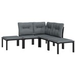 Salon de jardin meuble d'extérieur ensemble de mobilier 5 pièces noir et gris résine tressée 02_0016612
