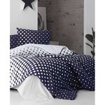 Parure de lit - housse de couette 220 x 240 + 2 taies d'oreiller 60 x 60 coton renforcé - Bleu