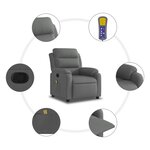 vidaXL Fauteuil inclinable de massage gris foncé tissu