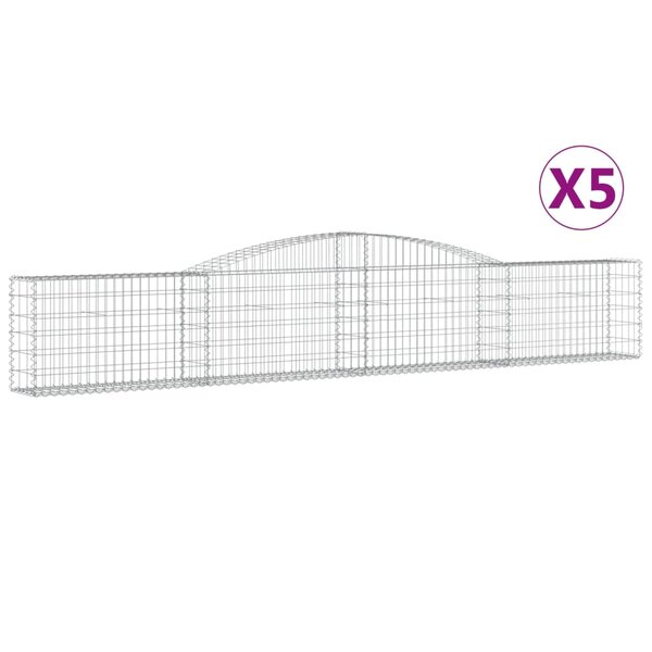 vidaXL Paniers à gabions arqués 5 Pièces 400x30x60/80 cm Fer galvanisé