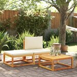 vidaXL Salon de jardin avec coussins 3 Pièces bois massif d'acacia