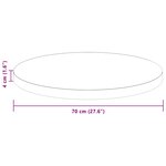 vidaXL Plateau de table Marron foncé Ø 70 x 4 cm Bois de chêne massif