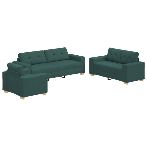 vidaXL Canapé 3 Pièces Vert foncé 221 x 80 x 80 cm Tissu en lin mélangé