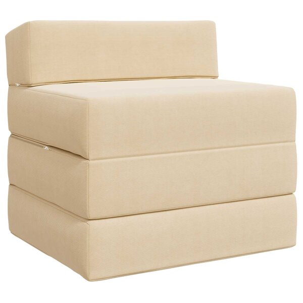 vidaXL Canapé-lit pliable Crème 200 x 70 x 15 cm