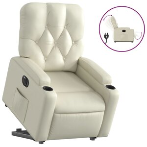 vidaXL Fauteuil inclinable électrique crème similicuir