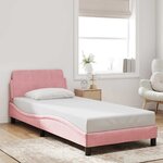 vidaXL Cadre de lit avec tête de lit Dover rose 90x200 cm velours