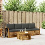 vidaXL Ensemble de canapés d'extérieur 5 Pièces Naturel et Anthracite