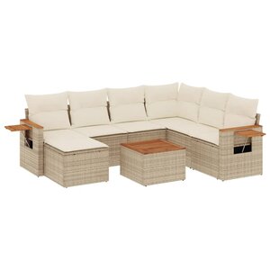vidaXL Salon de jardin avec coussins 8 Pièces beige résine tressée