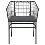 vidaXL Ensemble à manger de jardin et coussins 5 Pièces noir rotin verre