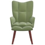 vidaXL Chaise de relaxation avec repose-pied Vert clair Velours
