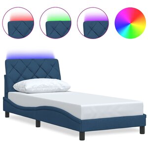 vidaXL Cadre de lit avec LED sans matelas bleu 80x200 cm tissu