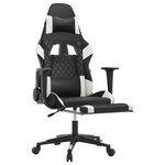 vidaXL Chaise de jeu avec repose-pied Noir et blanc Similicuir