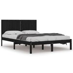 vidaXL Cadre de lit Noir Bois de pin massif 200x200 cm