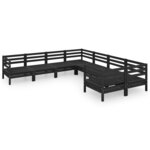 Salon de jardin meuble d'extérieur ensemble de mobilier 8 pièces bois de pin massif noir 02_0017848
