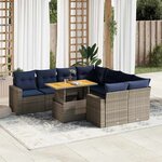vidaXL Salon de jardin 9 Pièces avec coussins gris résine tressée